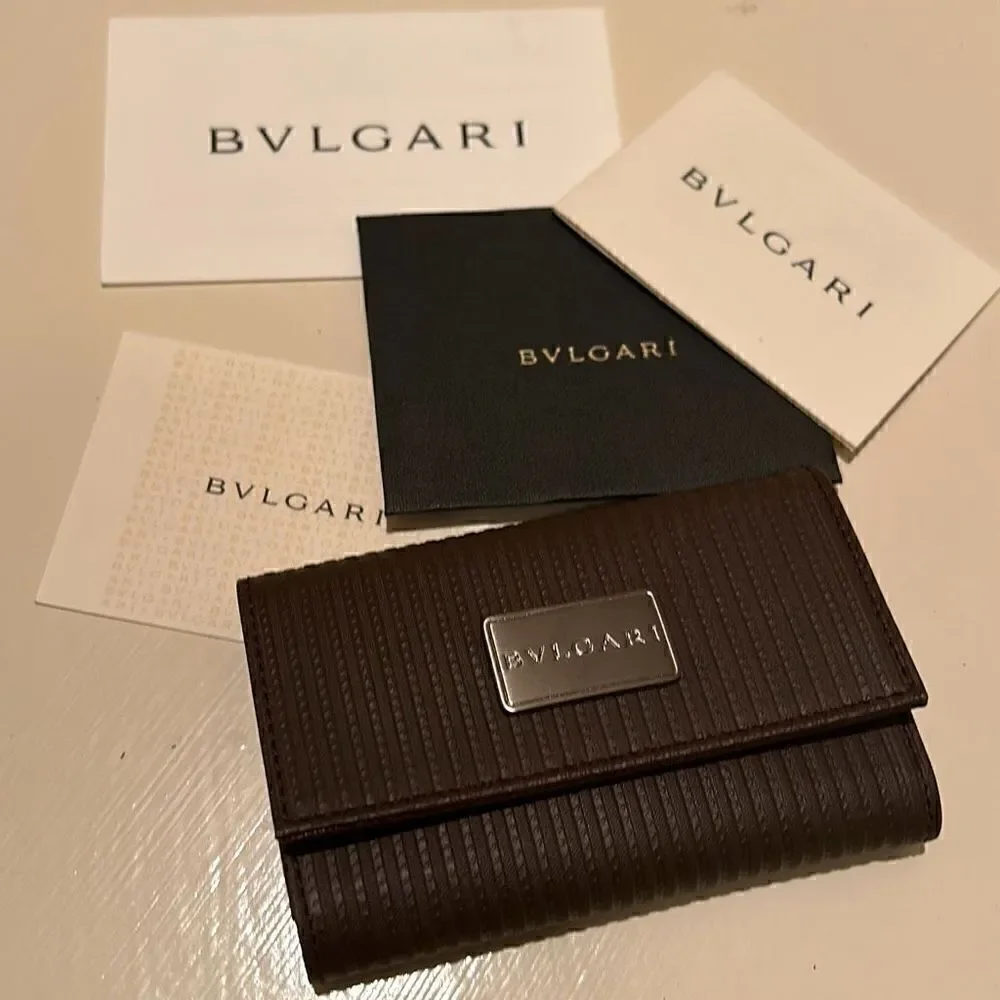Bvlgari Millerige 6 Keyholder Brown Coated Heritage Canvas Leather New